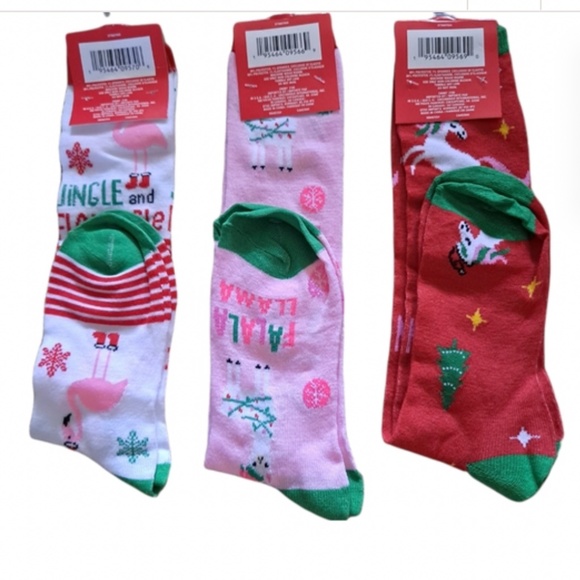 Christmas Knee High Socks Bundle of 3 - Picture 2 of 2